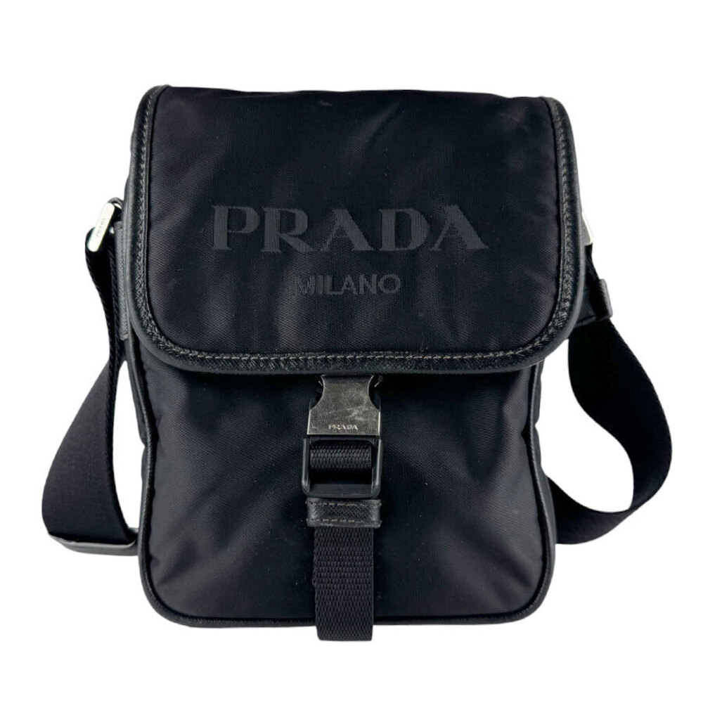 Prada Tessuto Saffiano Leather Shoulder Bag Black